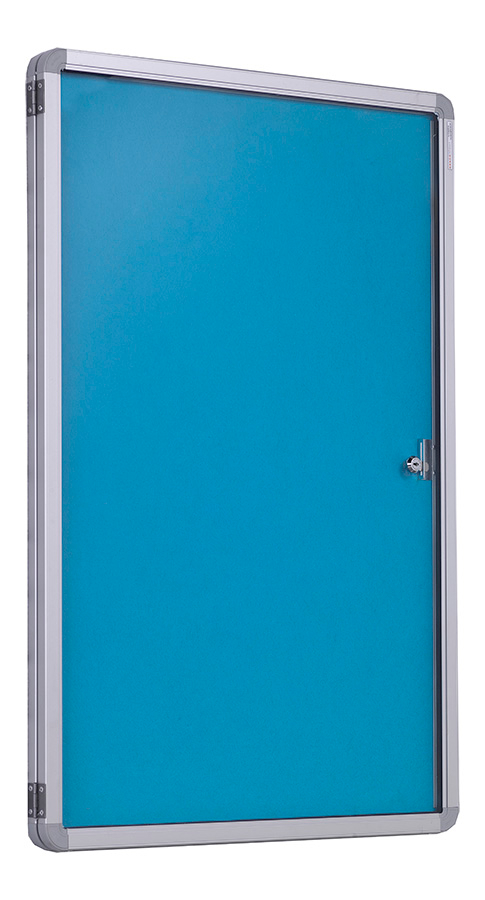 Light Blue Single Door Tamperproof Accents FlameShield Noticeboard